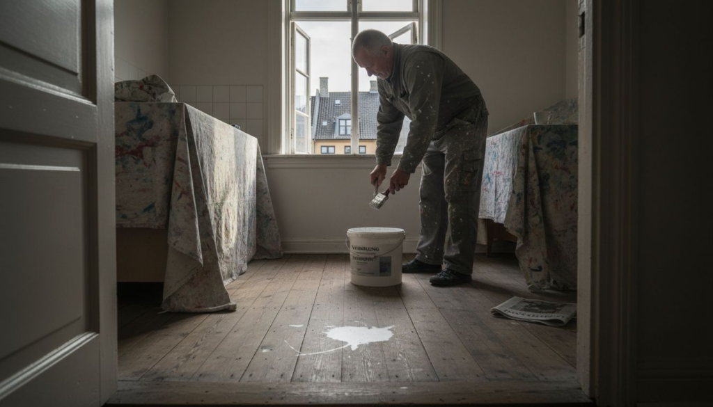 Maleren gør klar til at gå i gang med arbejdet i en lejlighed i København.