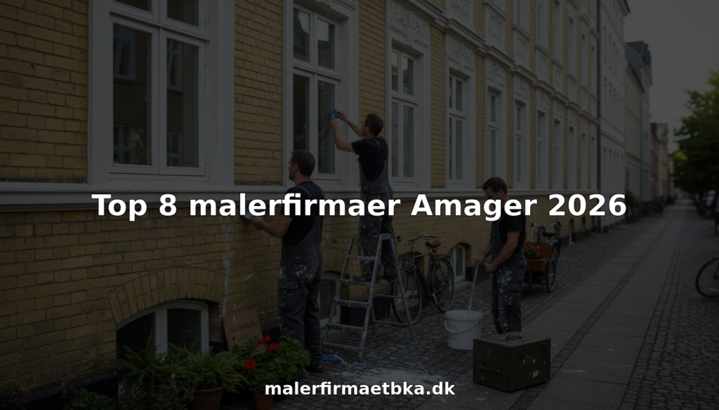 Malerne er i gang med at give facaden på en lejlighedsbygning på Amager en frisk omgang.